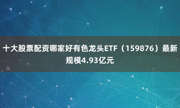 十大股票配资哪家好有色龙头ETF（159876）最新规模4.93亿元